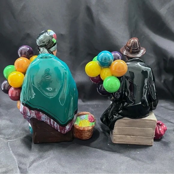 Pair 1960’s Royal Doulton Old Balloon Seller & The Balloon Man Figures - Vintage